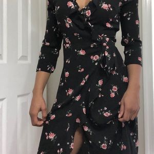 Elegant Flower Wrap Dress